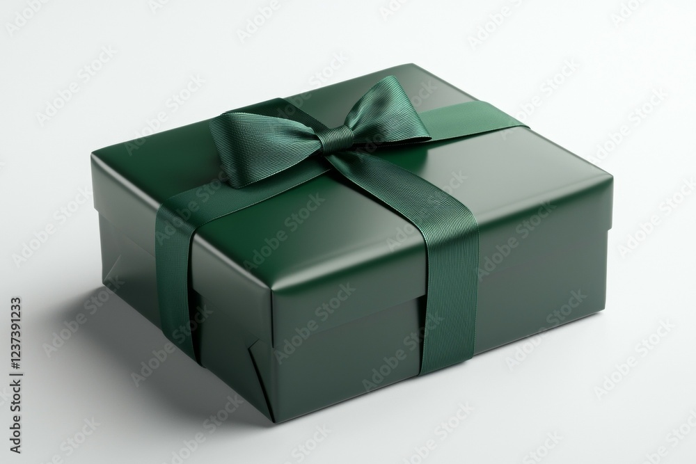 Green box with a bow on top of it Green box with a bow on top of it