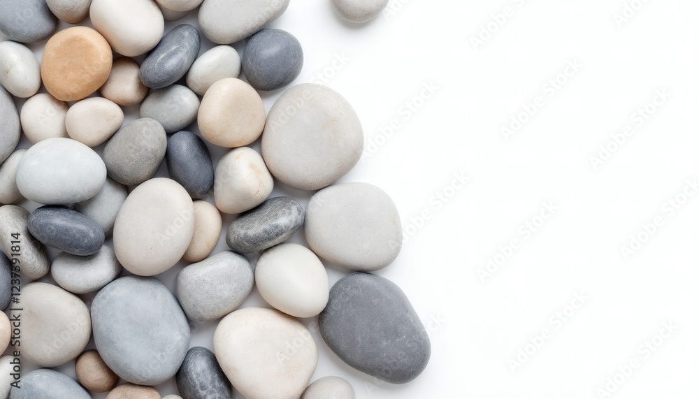Smooth Beach Stones Natural Gray and Beige Pile Smooth Beach Stones Natural Gray and Beige Pile