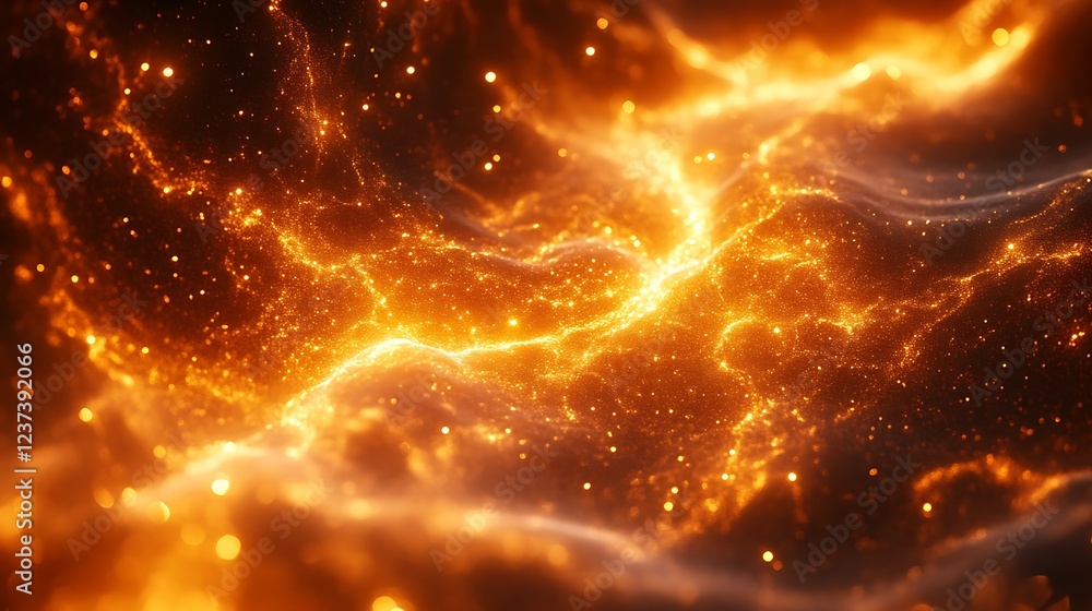 Naklejka premium Abstract Golden Cosmic Dust Wave Background
