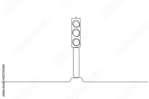 Hand-drawn traffic light one-line art drawing. Traffic light continuous outline