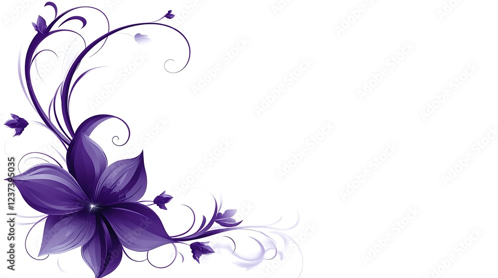 Elegant Purple Floral Design With Swirling Vines Elegant Purple Floral Design With Swirling Vines