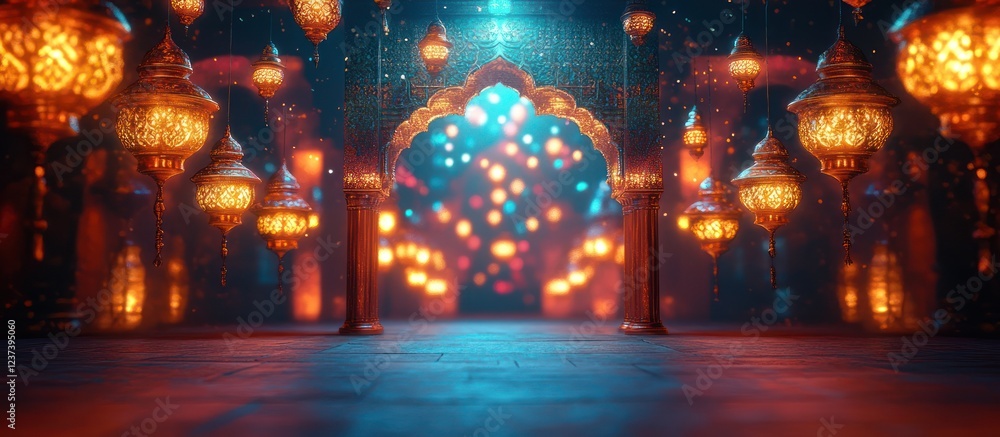 Festive Lanterns Archway, Night Scene Festive Lanterns Archway, Night Scene