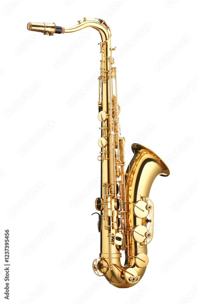 Naklejka premium Jazz. One beautiful saxophone isolated on white