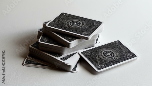 pile of cards on a white background