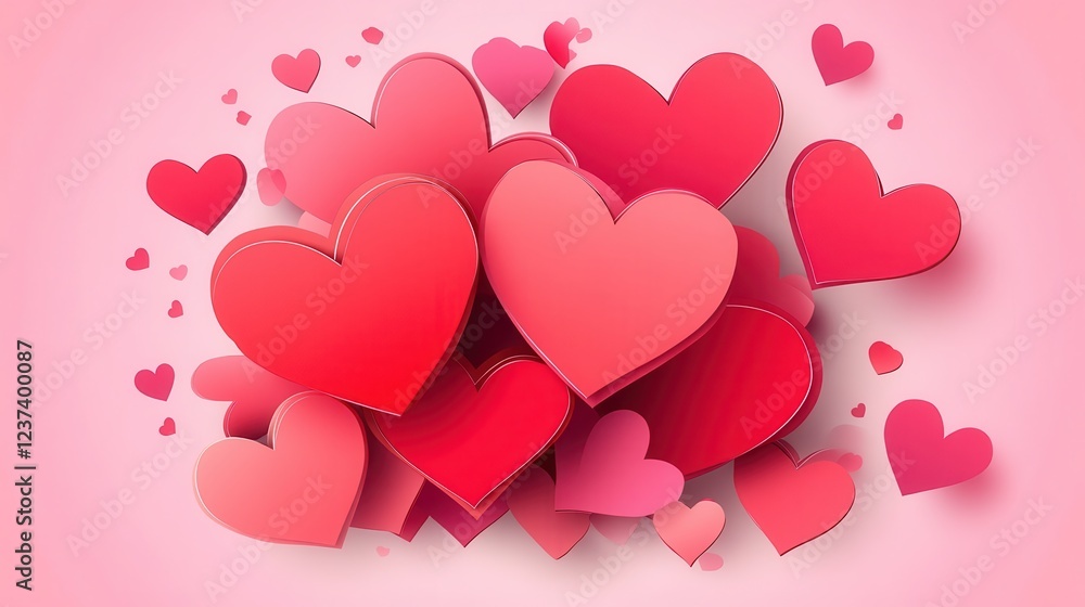 Valentine's Day card with hearts paper cut style on a pink background. Valentine's Day card with hearts paper cut style on a pink background.