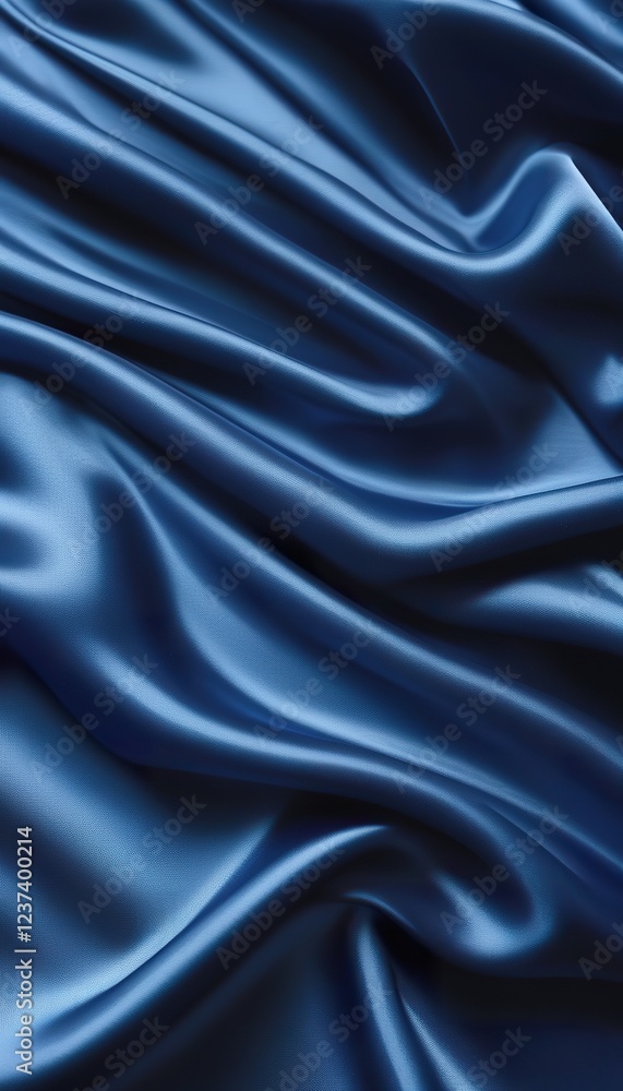 Elegant Blue Satin Fabric Drapes, Soft Texture, Luxurious Waves Elegant Blue Satin Fabric Drapes, Soft Texture, Luxurious Waves