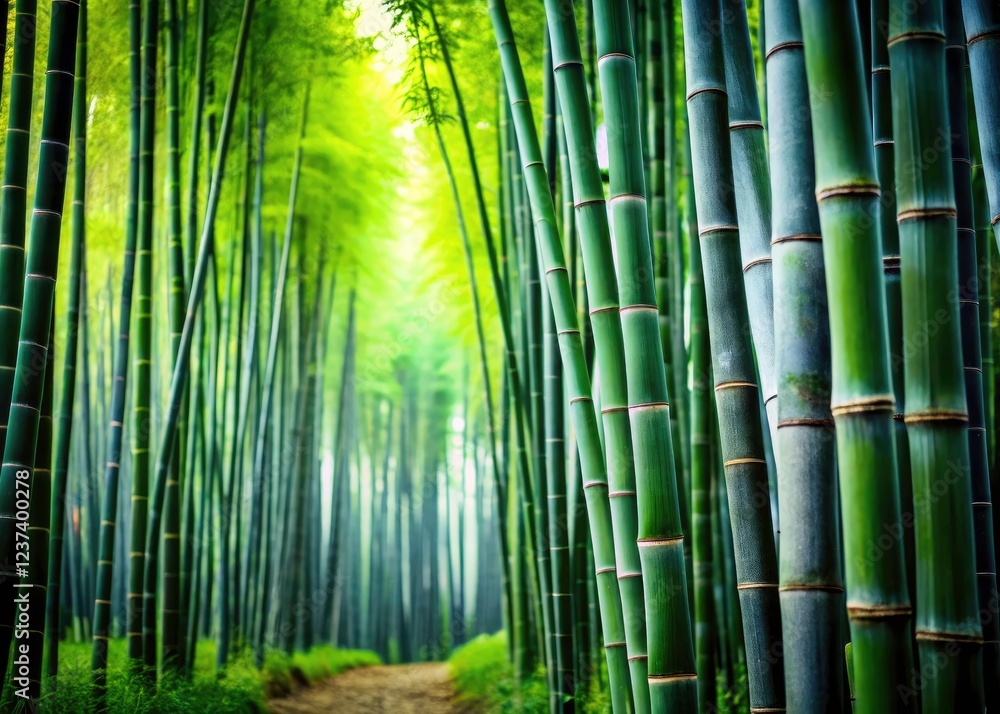 Fototapeta premium Black and white photography captures a peaceful bamboo garden's serene, Zen-like atmosphere.