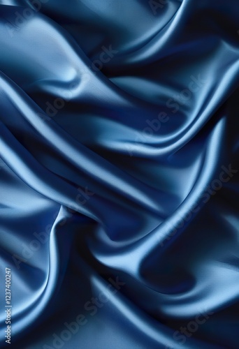 Wallpaper Mural Elegant Blue Satin Fabric Drapes, Soft Texture, Luxurious Waves Torontodigital.ca