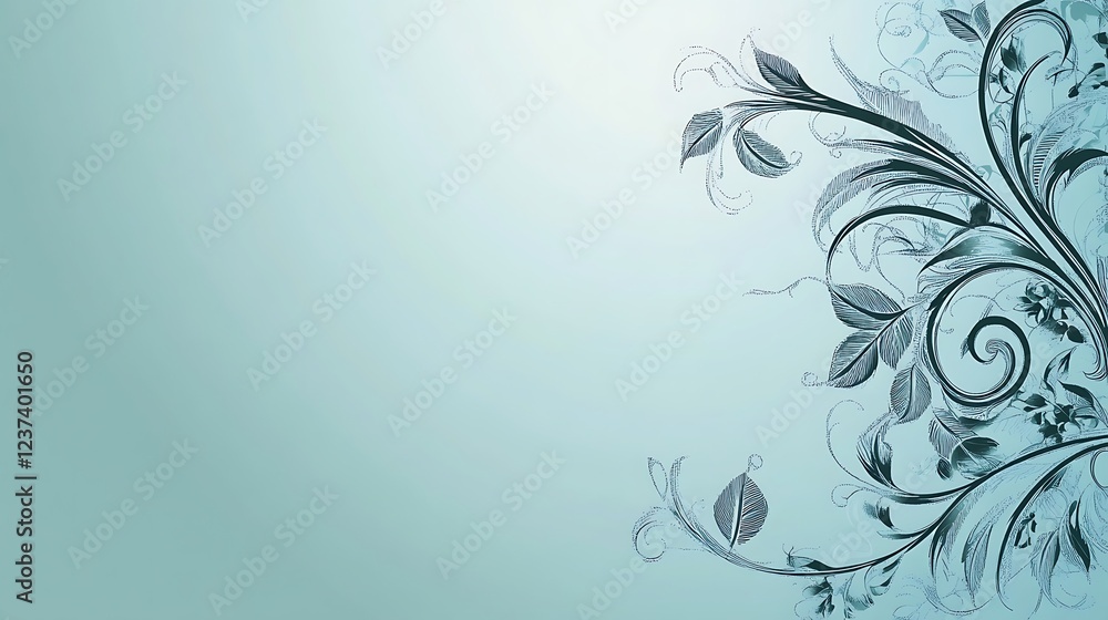 Elegant Teal Floral Design Background Image Elegant Teal Floral Design Background Image