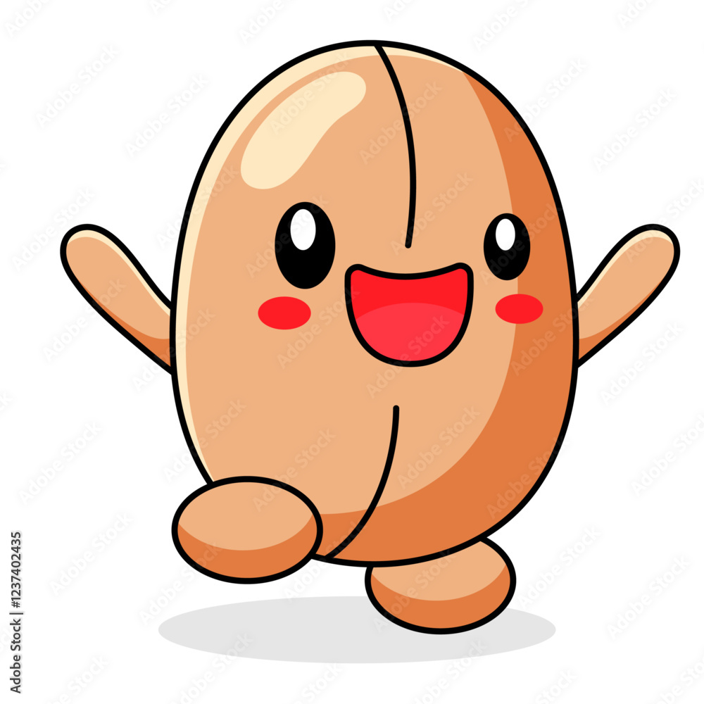 cute coffee bean cartoon kawaii sticker. character vector illustration cute coffee bean cartoon kawaii sticker. character vector illustration