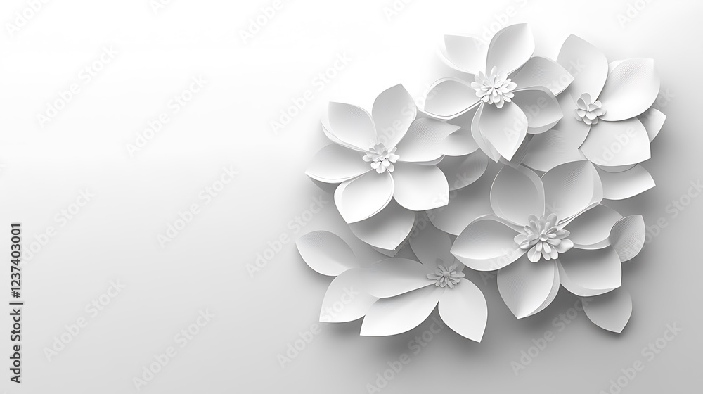 Elegant White Paper Flowers Clustered Together Elegant White Paper Flowers Clustered Together