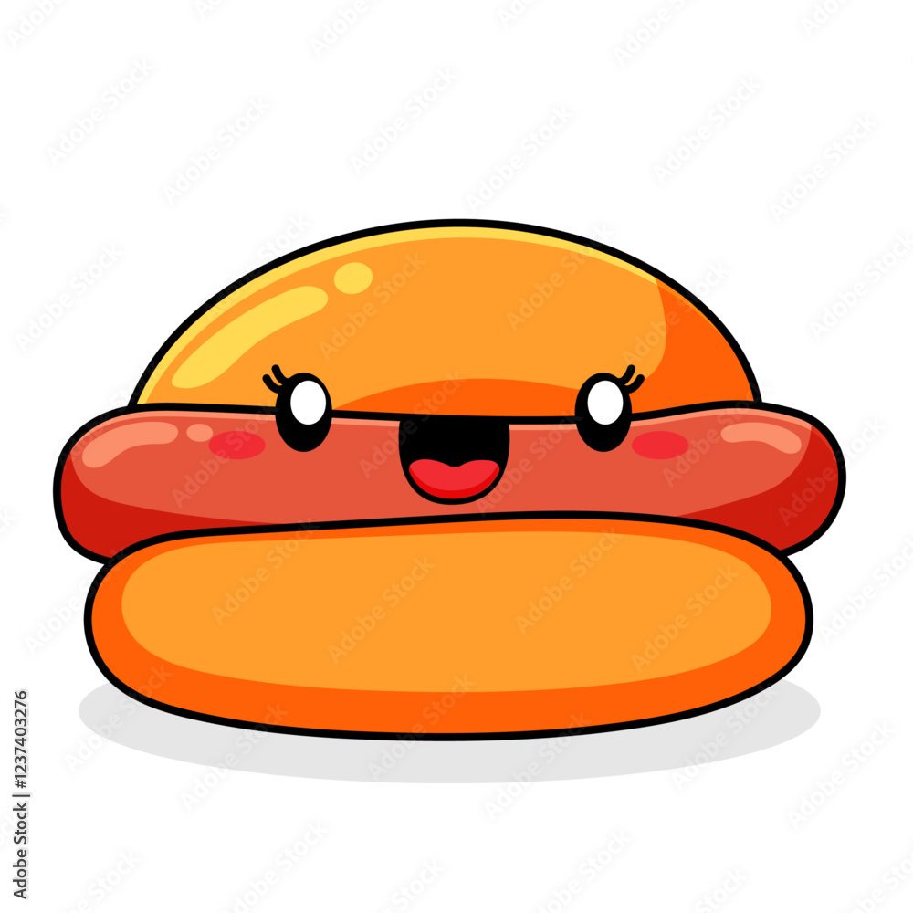 cute hotdog cartoon kawaii sticker. character vector illustration cute hotdog cartoon kawaii sticker. character vector illustration