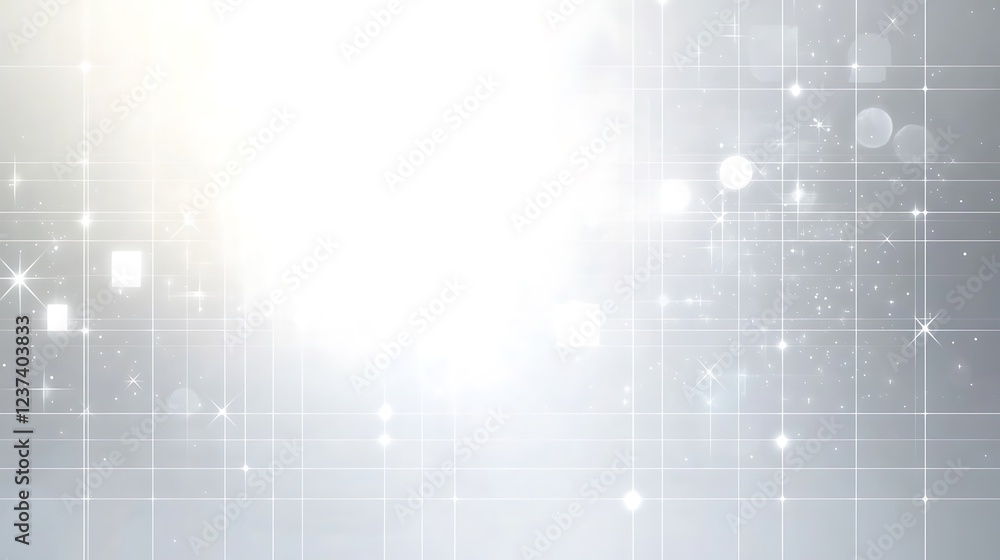 Obraz premium Abstract Silver Grid Background with Sparkling Lights