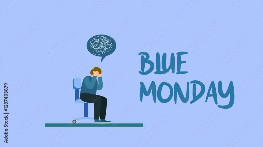 Animated video blue Monday concept. Full length animation illustration. High quality 4k footage. Animated video blue Monday concept. Full length animation illustration. High quality 4k footage.