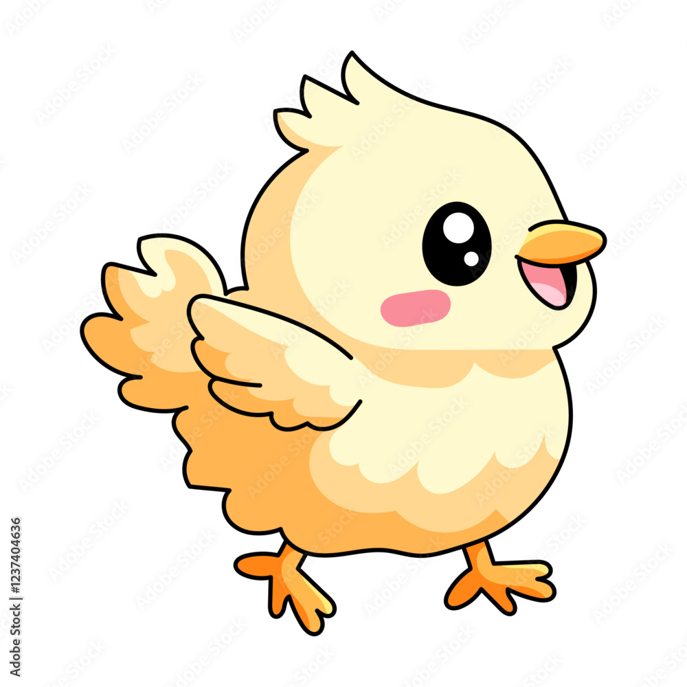 Fototapeta premium cute chick cartoon kawaii sticker. character vector illustration