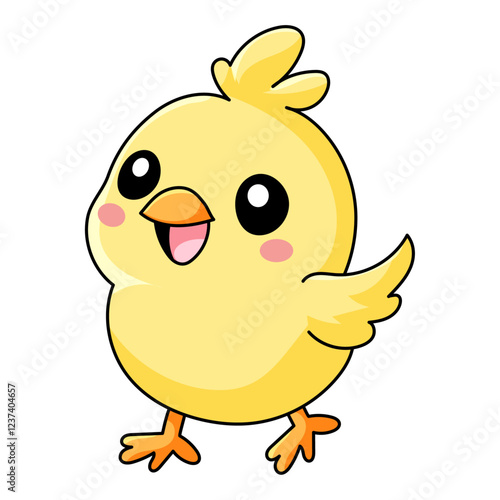 cute chick cartoon kawaii sticker. character vector illustration