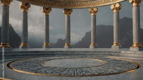 luxury ancient greek themed podium on soft gray background