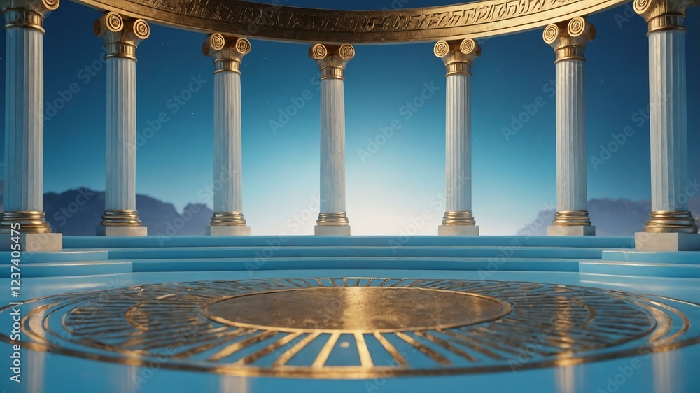Obraz premium luxury ancient greek themed podium on soft blue background