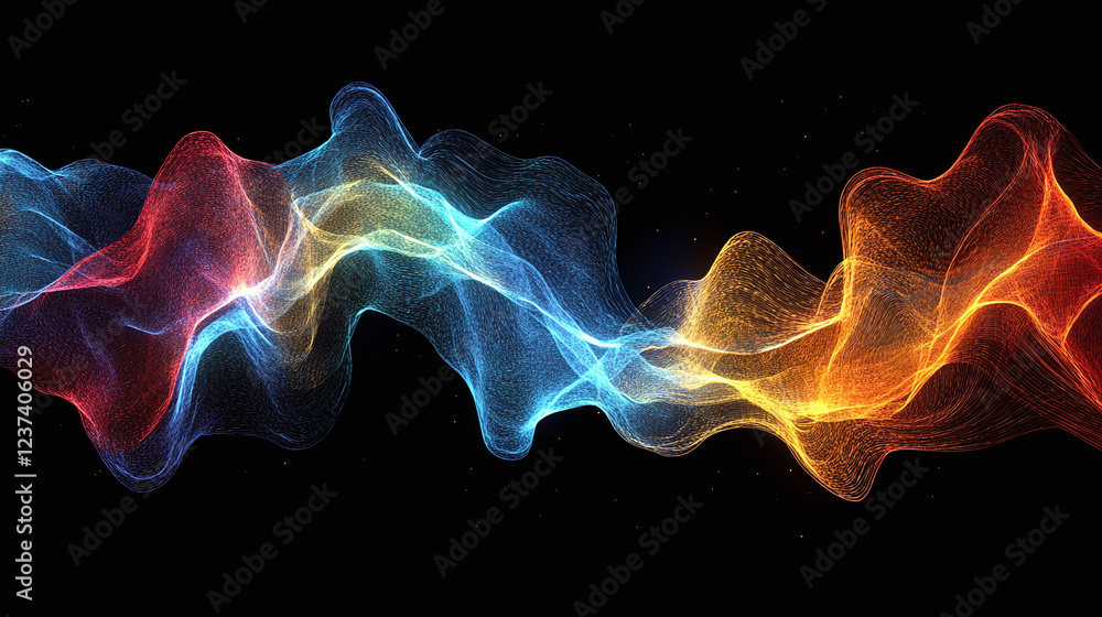 Obraz premium Stylized waveforms representing sound data, with a colorful abstract twist
