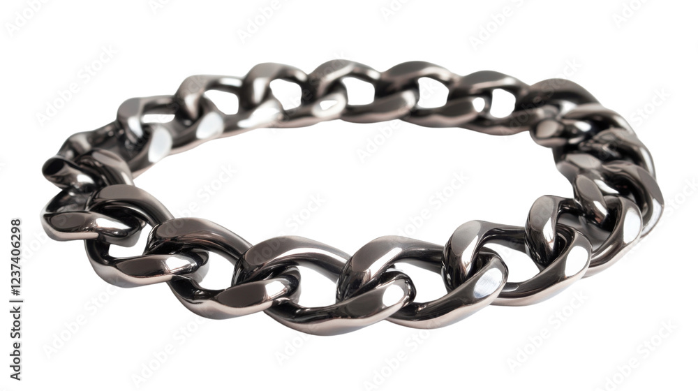 Fototapeta premium Chunky silver chain bracelet isolated on transparent background