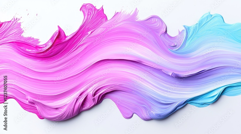 Abstract paint swirls, pink to blue gradient, white background, design element Abstract paint swirls, pink to blue gradient, white background, design element