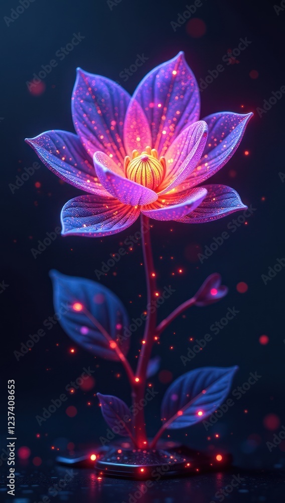Digital Blossom. Intersection of nature and technology. Symbolizing the potential for growth, innovation. Digital Blossom. Intersection of nature and technology. Symbolizing the potential for growth, innovation.