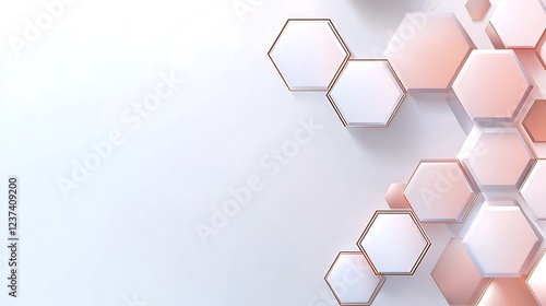 Abstract Rose Gold Hexagon Geometric Pattern Design