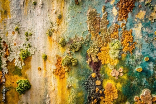 Double exposure captures decaying walls; mildew's abstract texture in surreal art.