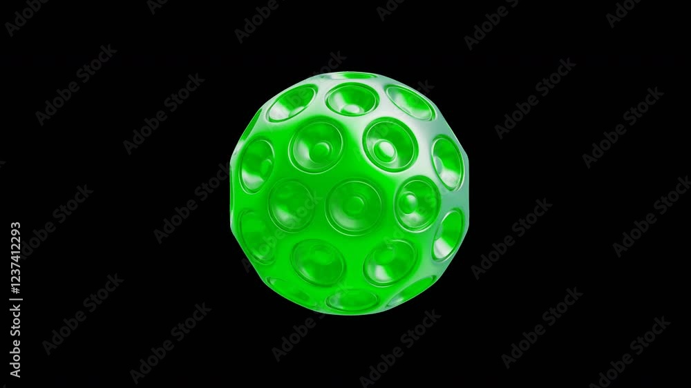 3D Animation of Cratered Sphere Shape 3D Animation of Cratered Sphere Shape