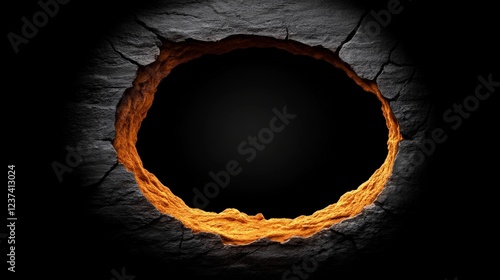 A Glimpse into the Unknown: A stark, deep hole breaches a textured surface, revealing a mysterious dark expanse within. This evokes curiosity and intrigue.