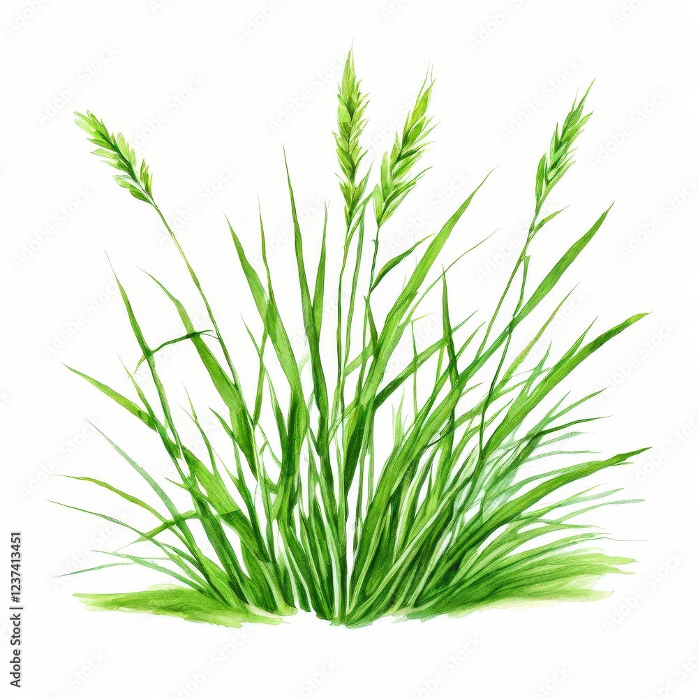 Obraz premium the AI Image Generator, Watercolor Illustration of Vibrant Green Grass