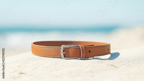 Tan Leather Belt on Beach: ...