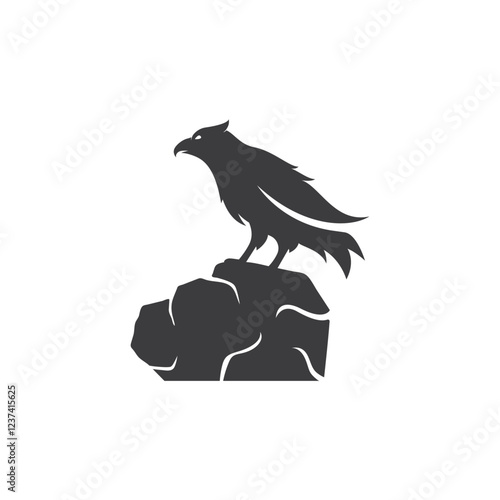 bird and stone logo vector icon illustration