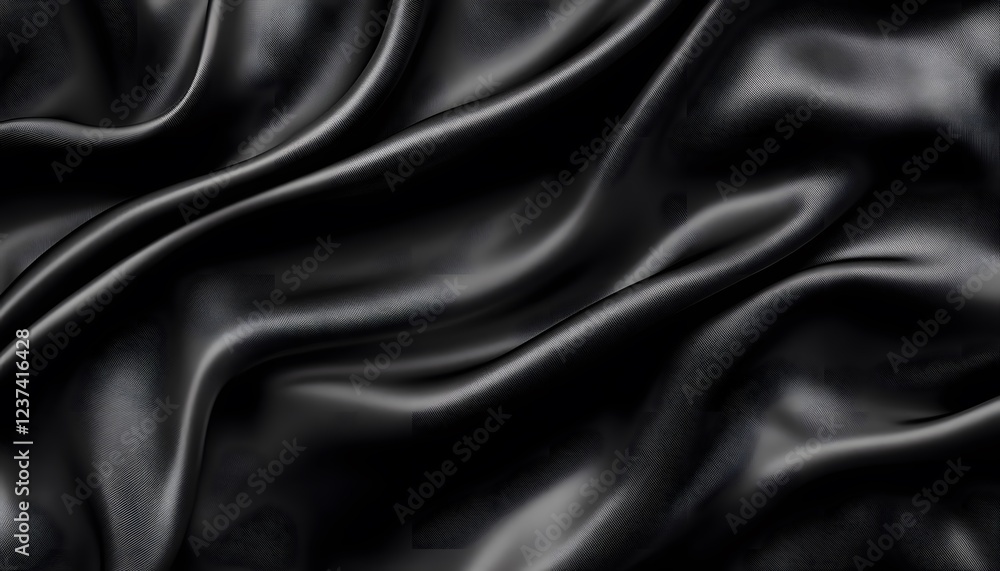 Obraz premium Draped Black Silk Fabric Shows Elegant Texture
