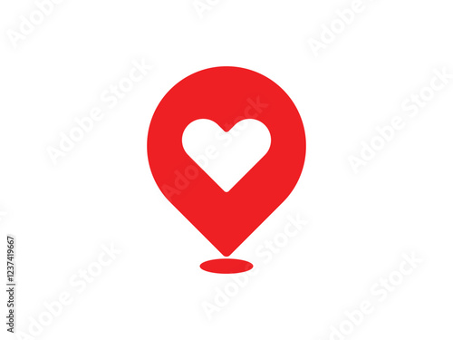 Pointer with pin heart symbol design vector illustration on transparent background