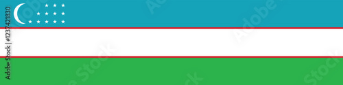 Uzbekistan flag long banner digital vector illustration