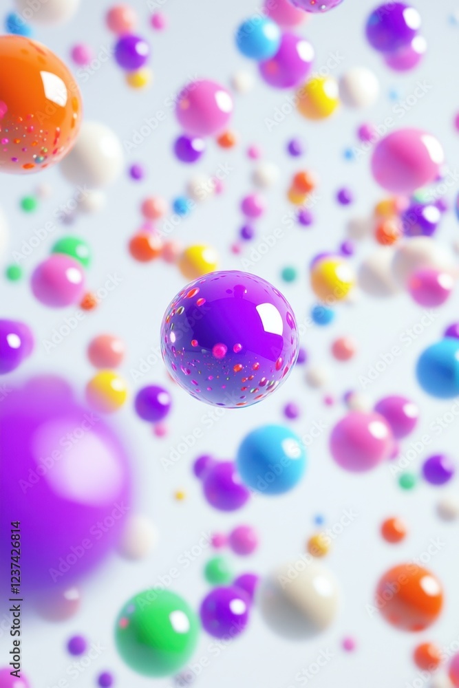Floating colorful glossy spheres in abstract composition Floating colorful glossy spheres in abstract composition