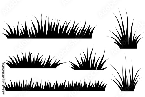 grass vector set, grass silhouette black