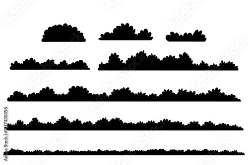 bush vector set, bushesh silhouette black