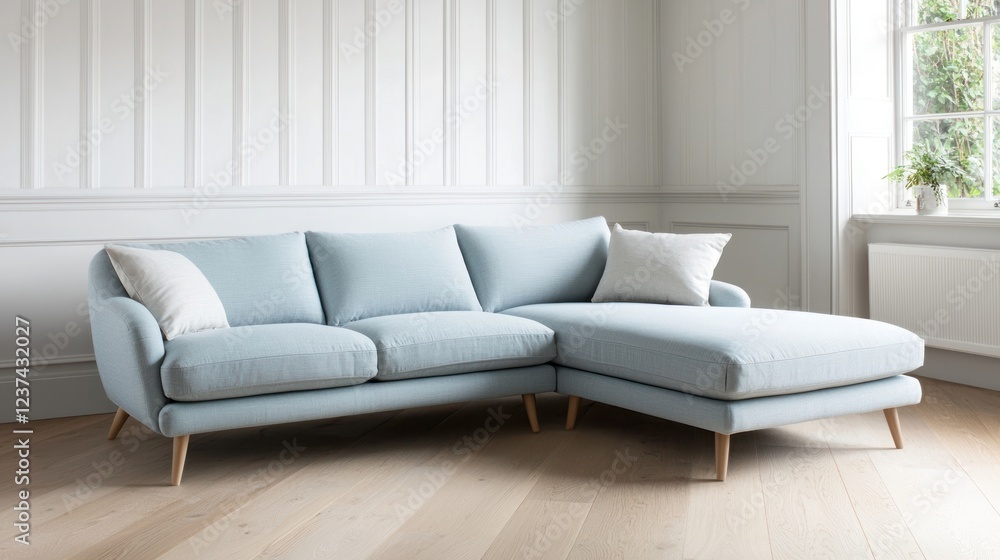 Light Blue Sectional Sofa in Modern Living Room Light Blue Sectional Sofa in Modern Living Room