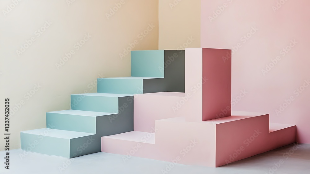 Abstract Pastel Colored Geometric Steps Design Abstract Pastel Colored Geometric Steps Design