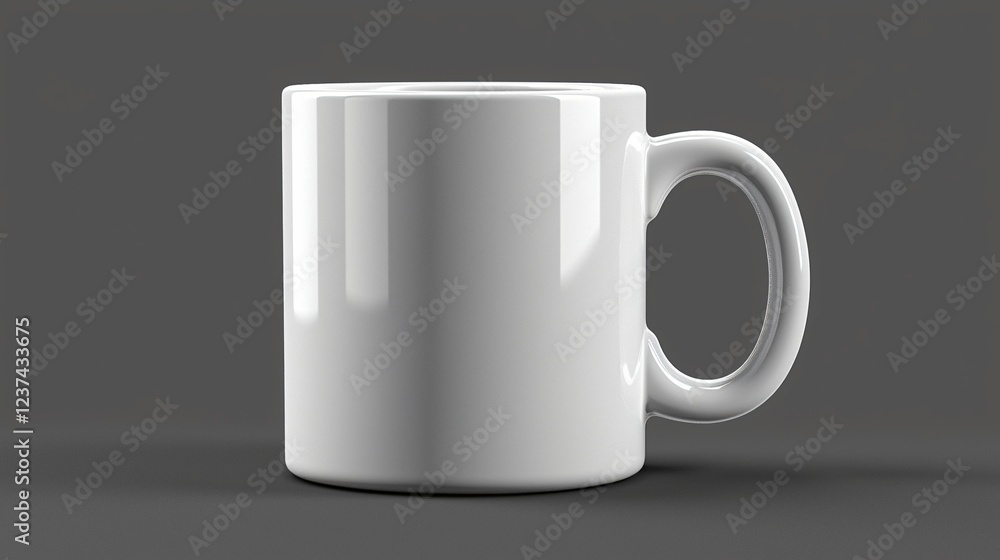 Fototapeta premium White mug, studio shot, grey background, mockup
