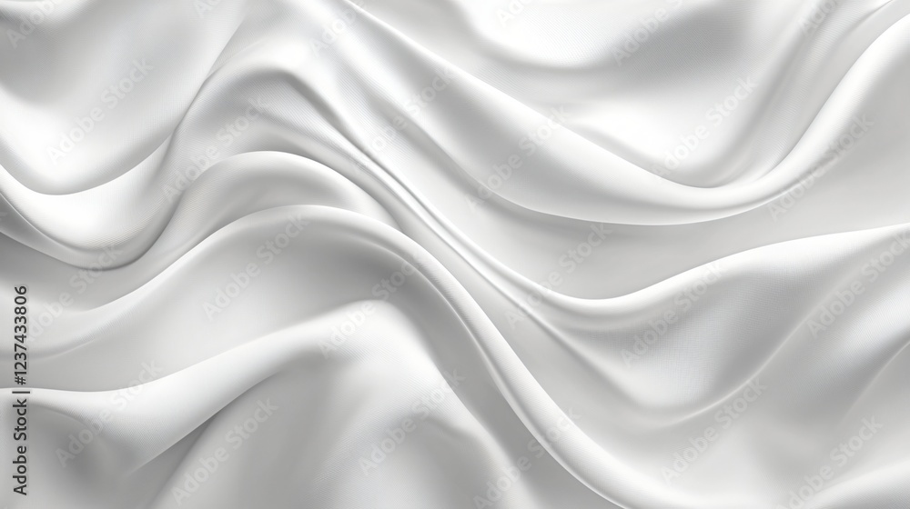 Obraz premium White silk fabric texture, soft waves, elegant drape, background design