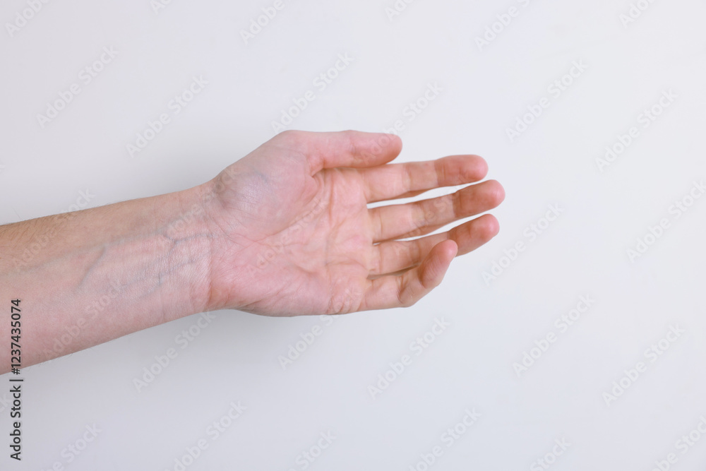 Woman with visible hand veins on white background, closeup Woman with visible hand veins on white background, closeup