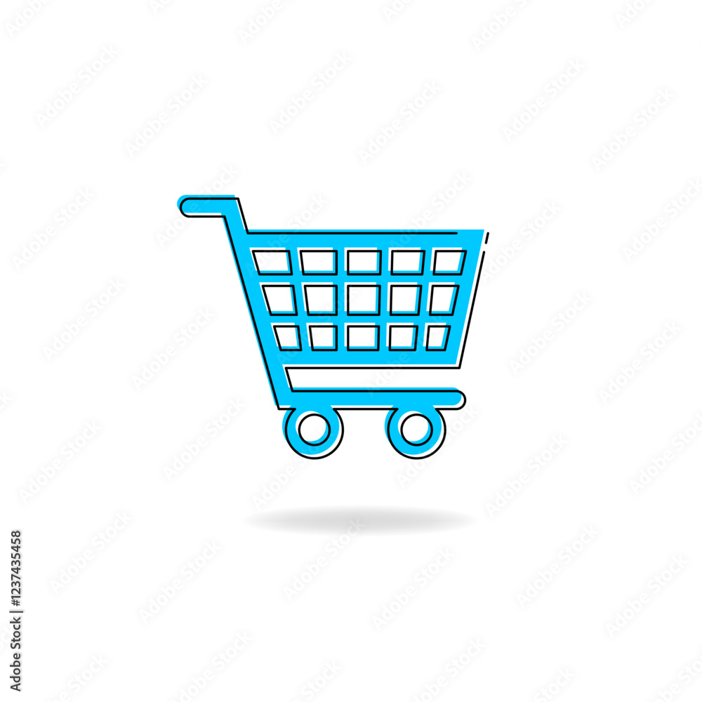 Vector design of light blue shopping cart with outline Vector design of light blue shopping cart with outline