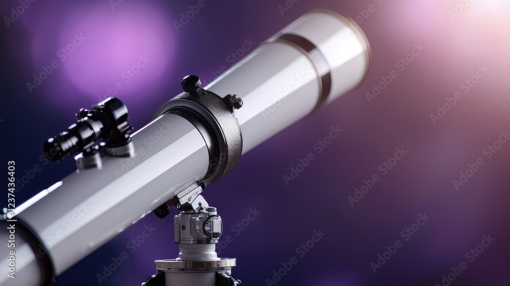 Fototapeta premium Telescope pointed at night sky, cosmic exploration