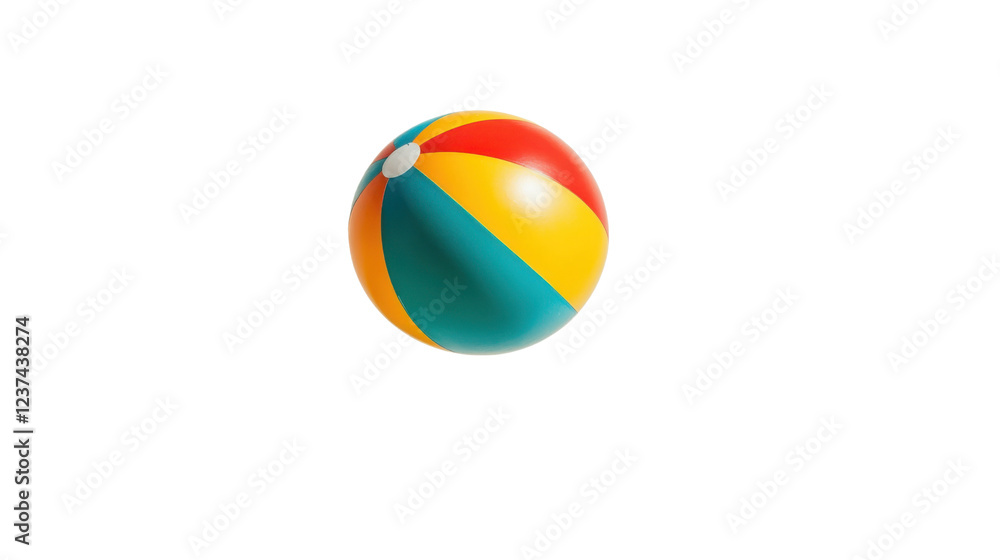 Colorful inflatable beach ball floating on transparent background Colorful inflatable beach ball floating on transparent background