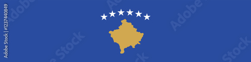 Kosovo flag long banner digital vector illustration