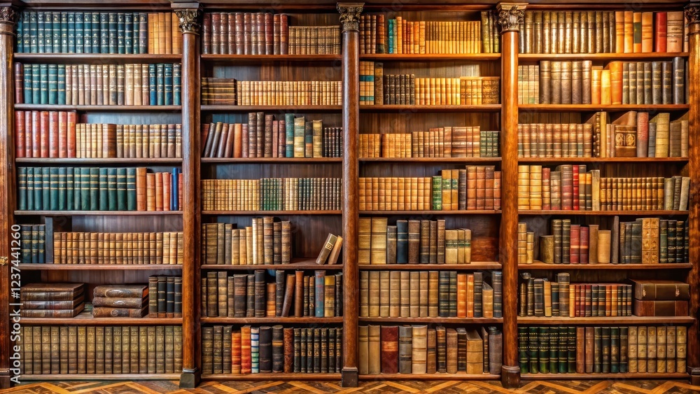 A bookcase with a large collection of rare and antique books on display , bookcase, library A bookcase with a large collection of rare and antique books on display , bookcase, library