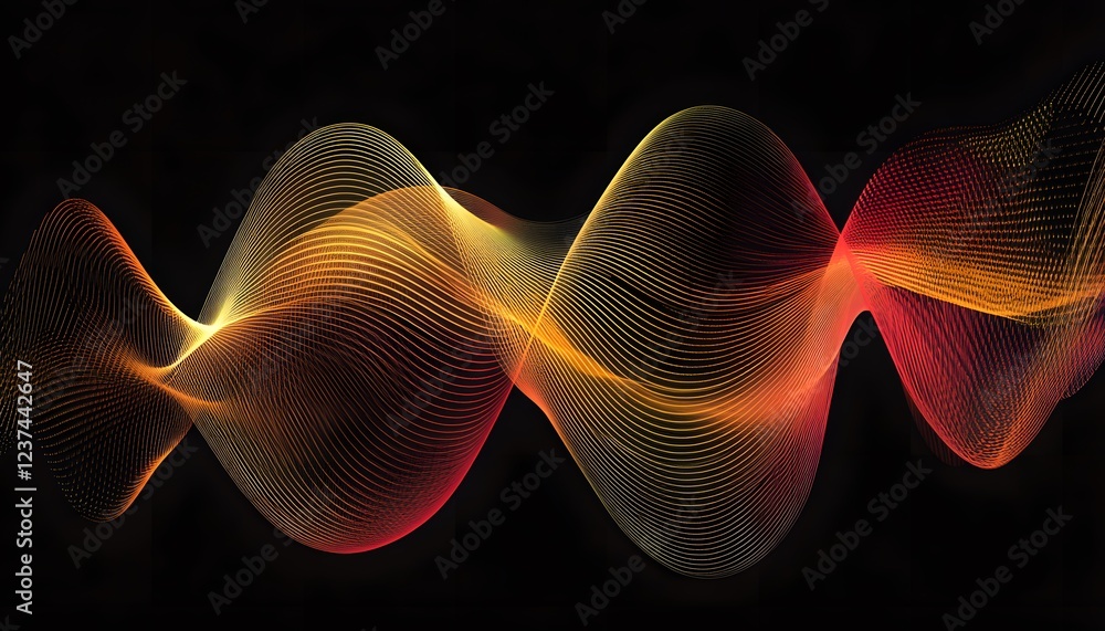 Fototapeta premium Abstract Orange and Red Wave Lines Design